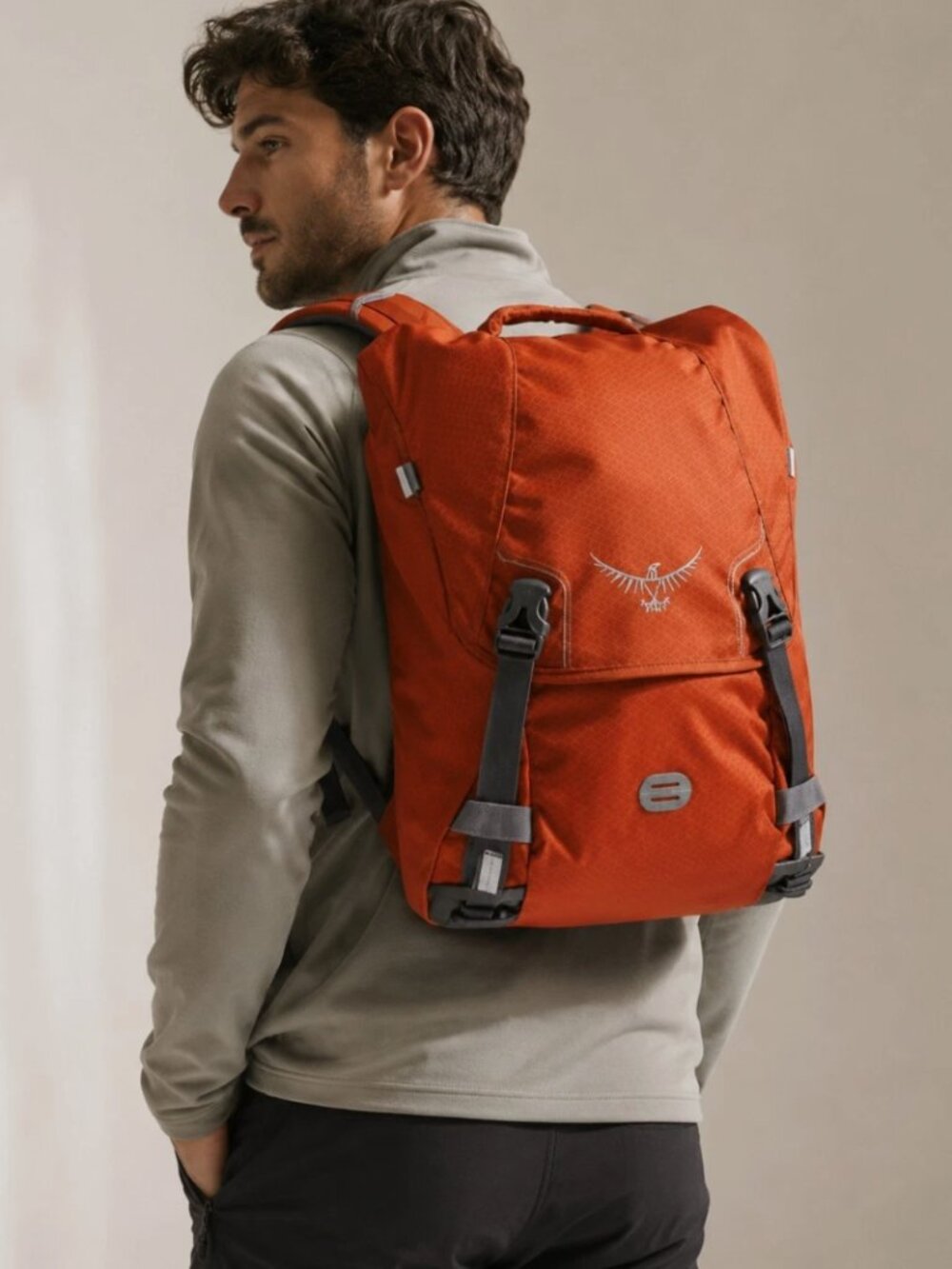 Osprey Flap Backpack Tan Hiking Travel Daypack Lightweight Outdoor Bag